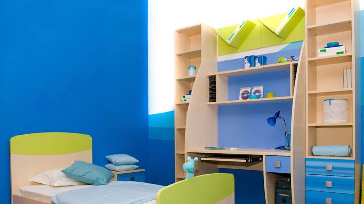 Blue Background in Kids Study Room And Bedroom